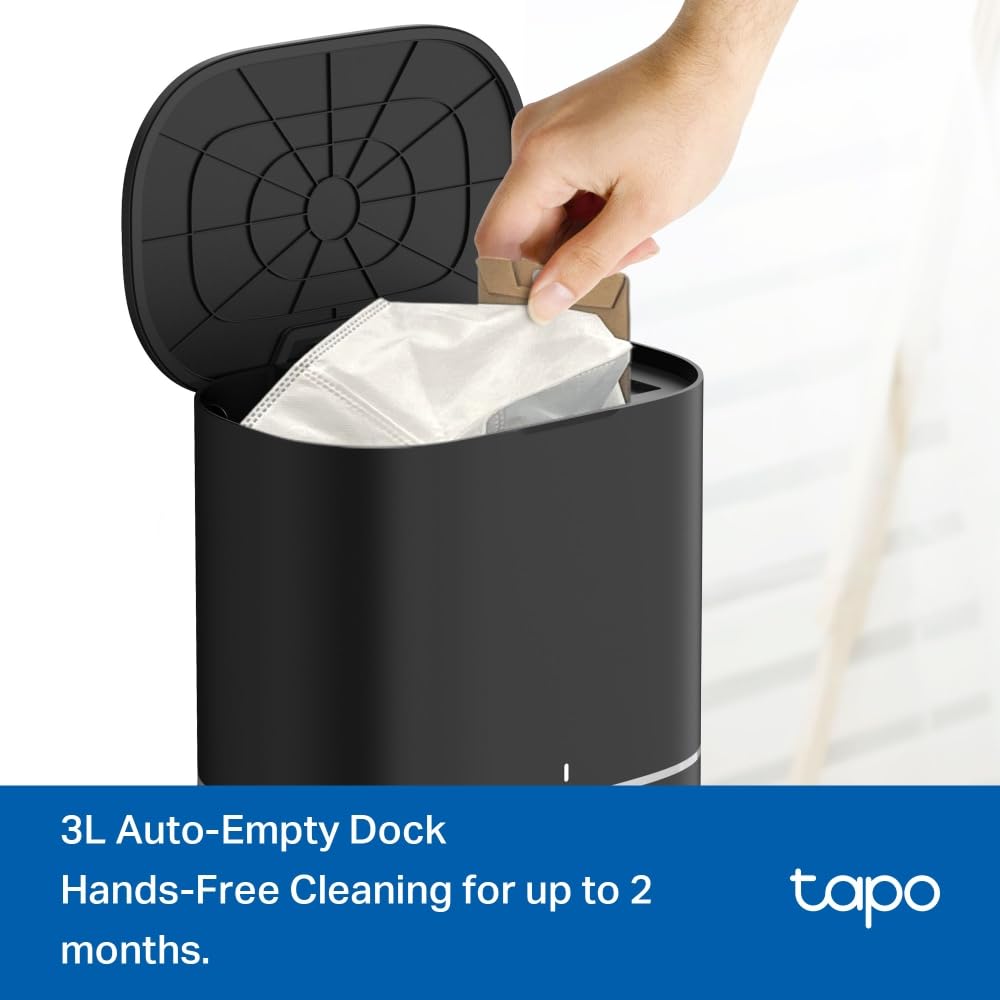 Tapo RV30 Max Plus 5300Pa Robot Vacuum Cleaner with Mop, LiDAR+IMU Dual Navigation, 5300Pa Hyper Suction, Auto-Empty, Robot Hoover, Auto-Charging Robotic Vacuums, Alexa & Google