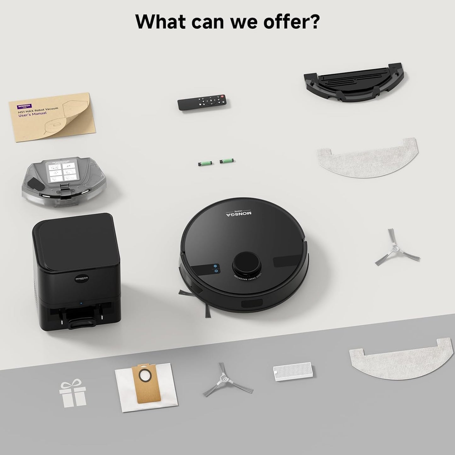 MONSGA Robot Vacuum with Mop, 7000Pa Powerful Suction, Lidar Navigation Robotic Vacuum with 3.5L Self-Empty Station, 180mins Runtime, APP/Remote/Voice Control, for Hard Floors and Carpets (MS1MAX)