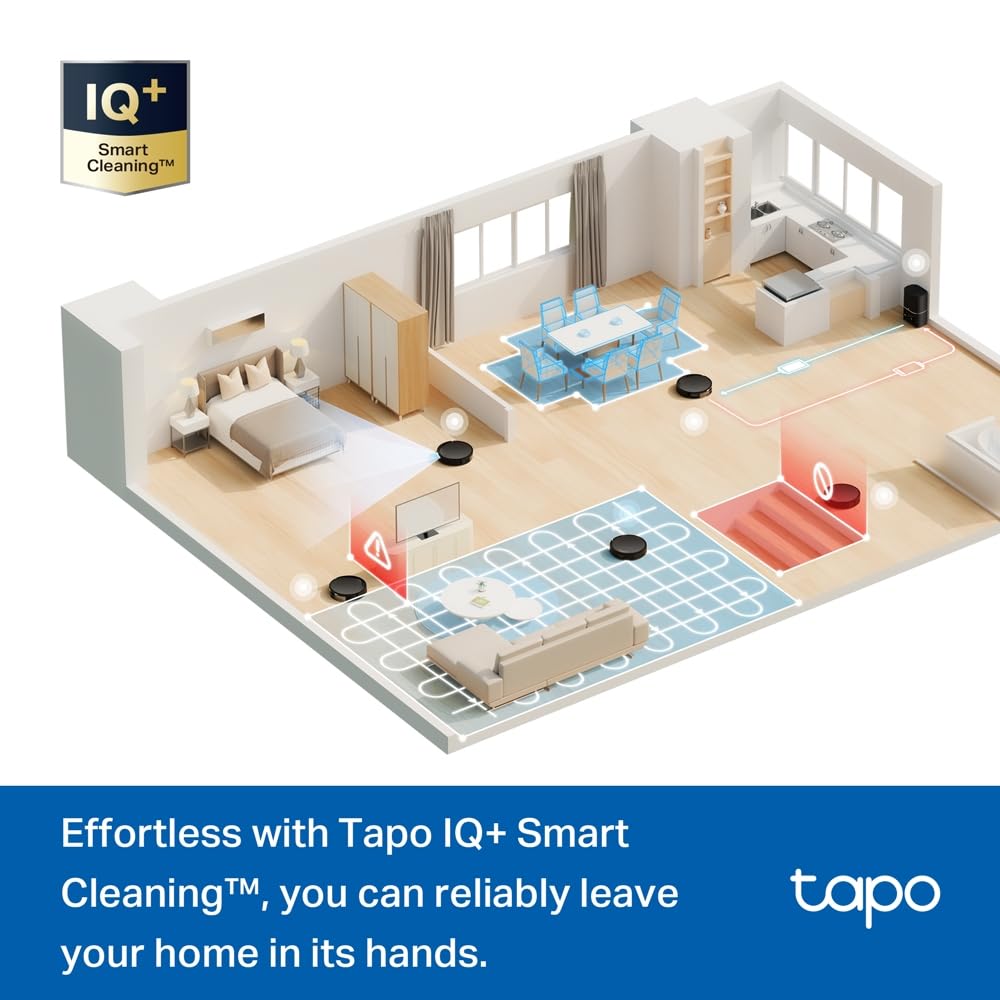 Tapo RV20 Max Plus 5300Pa Suction Robot Vacuum Cleaner with Mop, Ultra-Slim Design, Faster Mapping With MagSlim & LiDAR Navigation Robot Vacuum, Auto-Empty Dock, Voice/Remote Control Robotic Vacuums