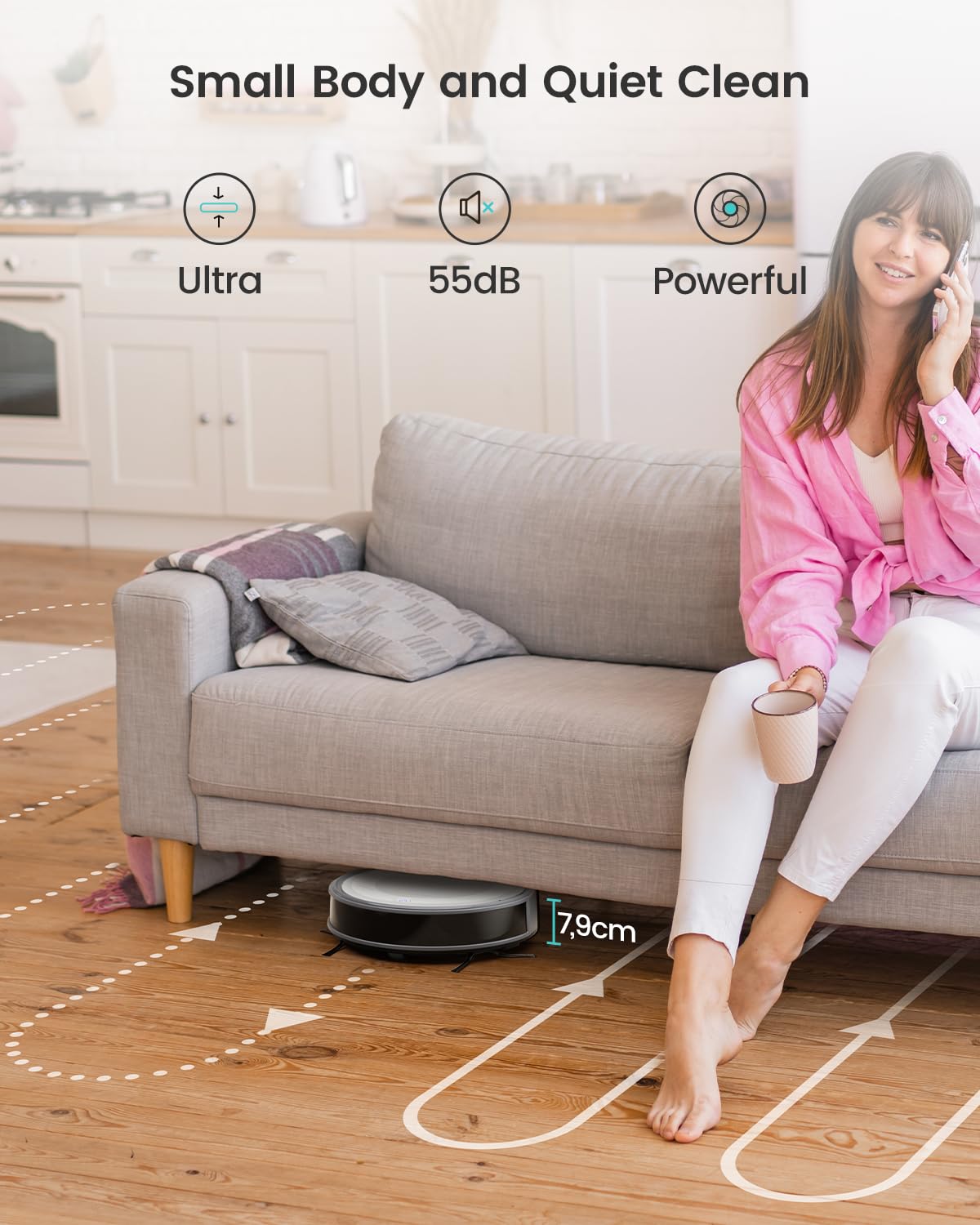 Lefant M310 Robot Vacuum Cleaner, 4500Pa Strong Suction, 180 Min, 7.9 cm Thin 28 cm Diameter, Automatic Self-Charging Small Robotic Vacuum, 2.4G Wi-Fi/App/Alexa Control, Ideal for Pet Hair Hard Floor
