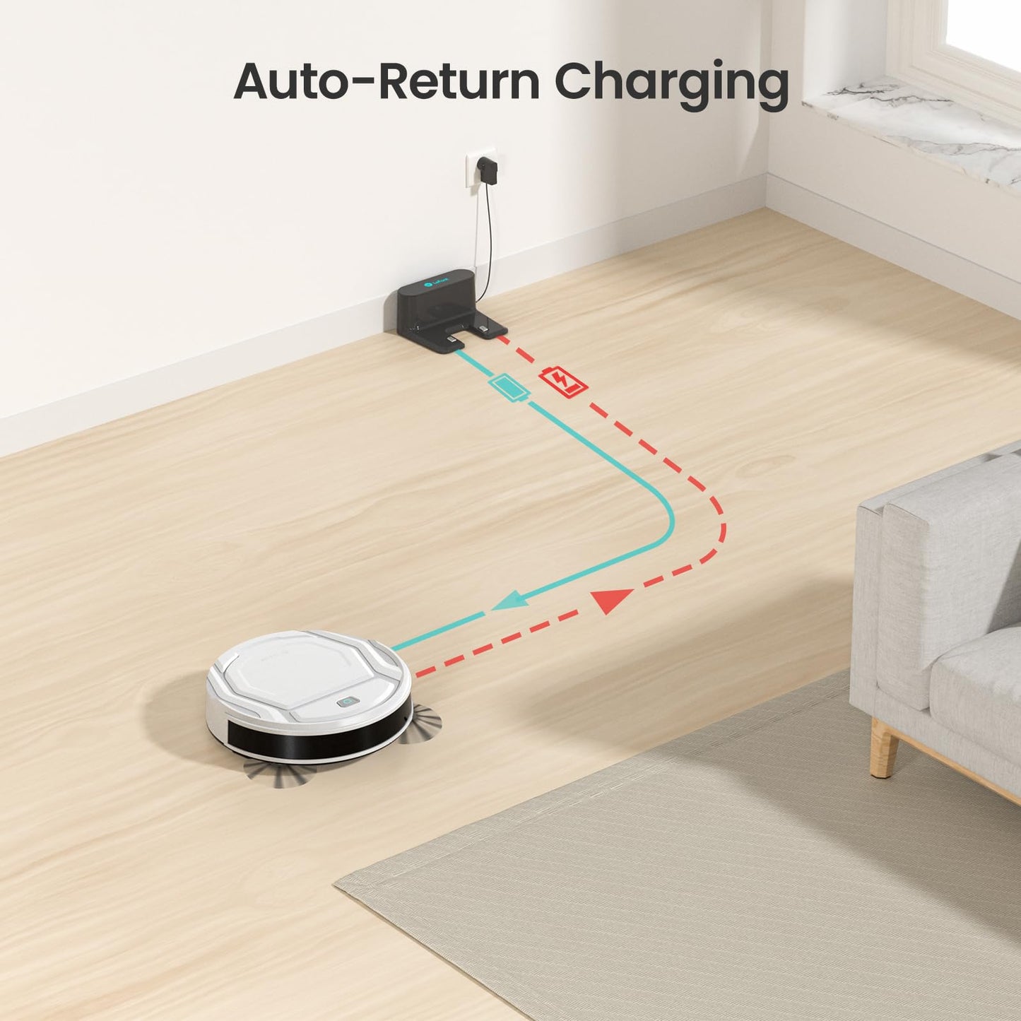 Lefant M210 Robot Vacuum Cleaner, 2200Pa Strong Suction, 7.8cm Thin 28cm DIA, Automatic Self-Charging Small Robotic Vacuum, Wi-Fi/App/Alexa Remote Control