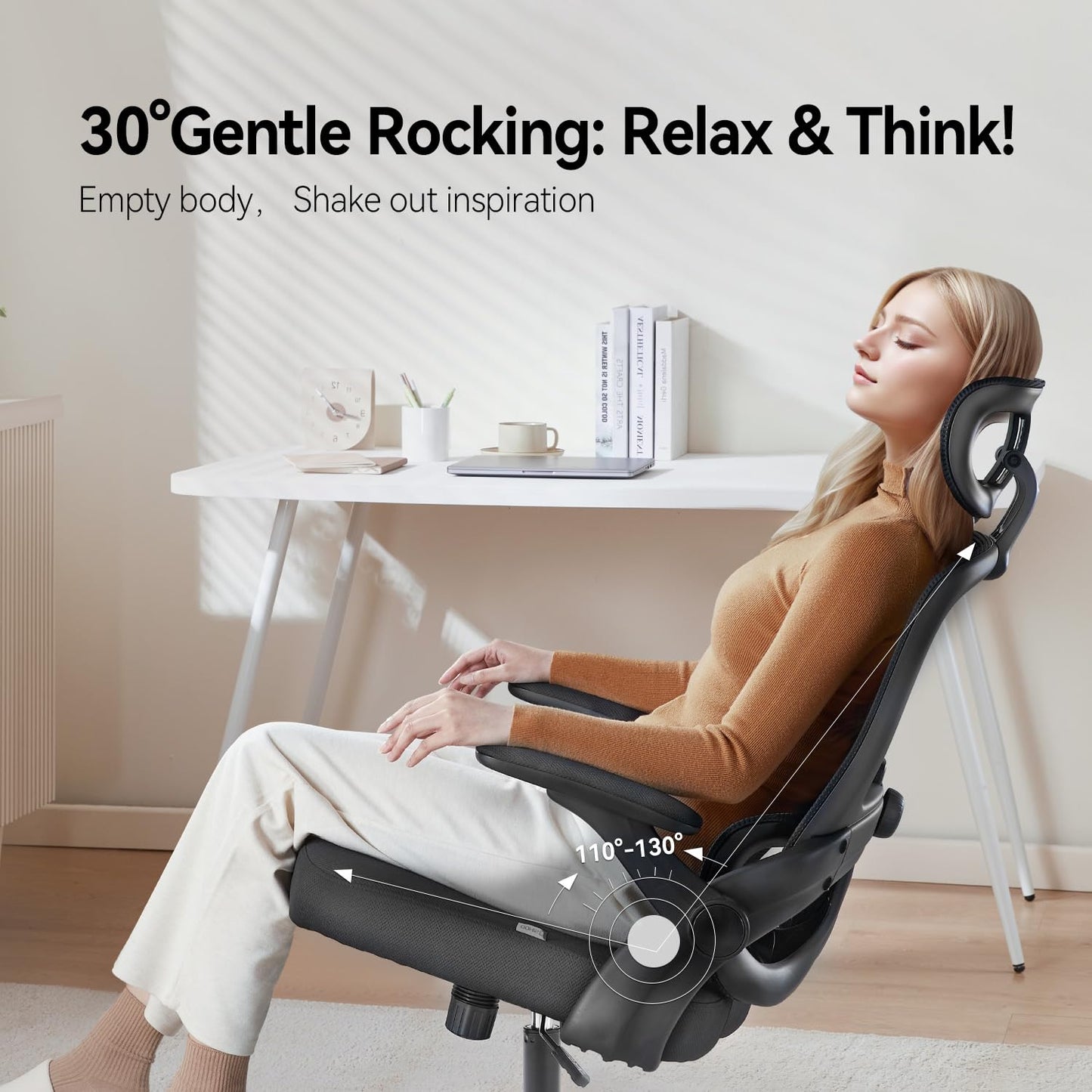 SIHOO M102C Ergonomic Mesh Office Chair, High Back desk chair with 3D Armrests, Up&Down Lumbar Support, Swivel Computer Task Chair, Black
