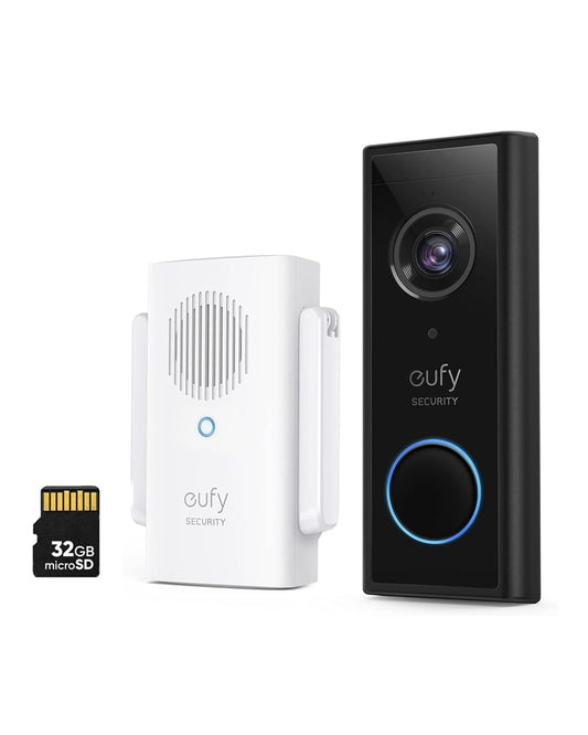 eufy Security Video Doorbell Wireless S220 (S210) 2K (Battery-Powered) with Chime, No Monthly Fee, On-Device Al for Human Detection, 32GB Local Storage, Simple Self-Installation, 2-Way Audio