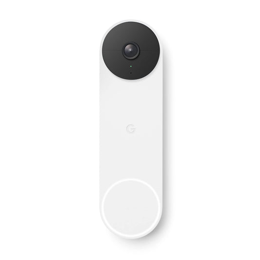 Google GWX3T Nest Doorbell (Battery) - Wireless 960p Video Doorbell - Smart WiFi Motion Only Doorbell Camera, Snow, 1 Count (Pack of 1)