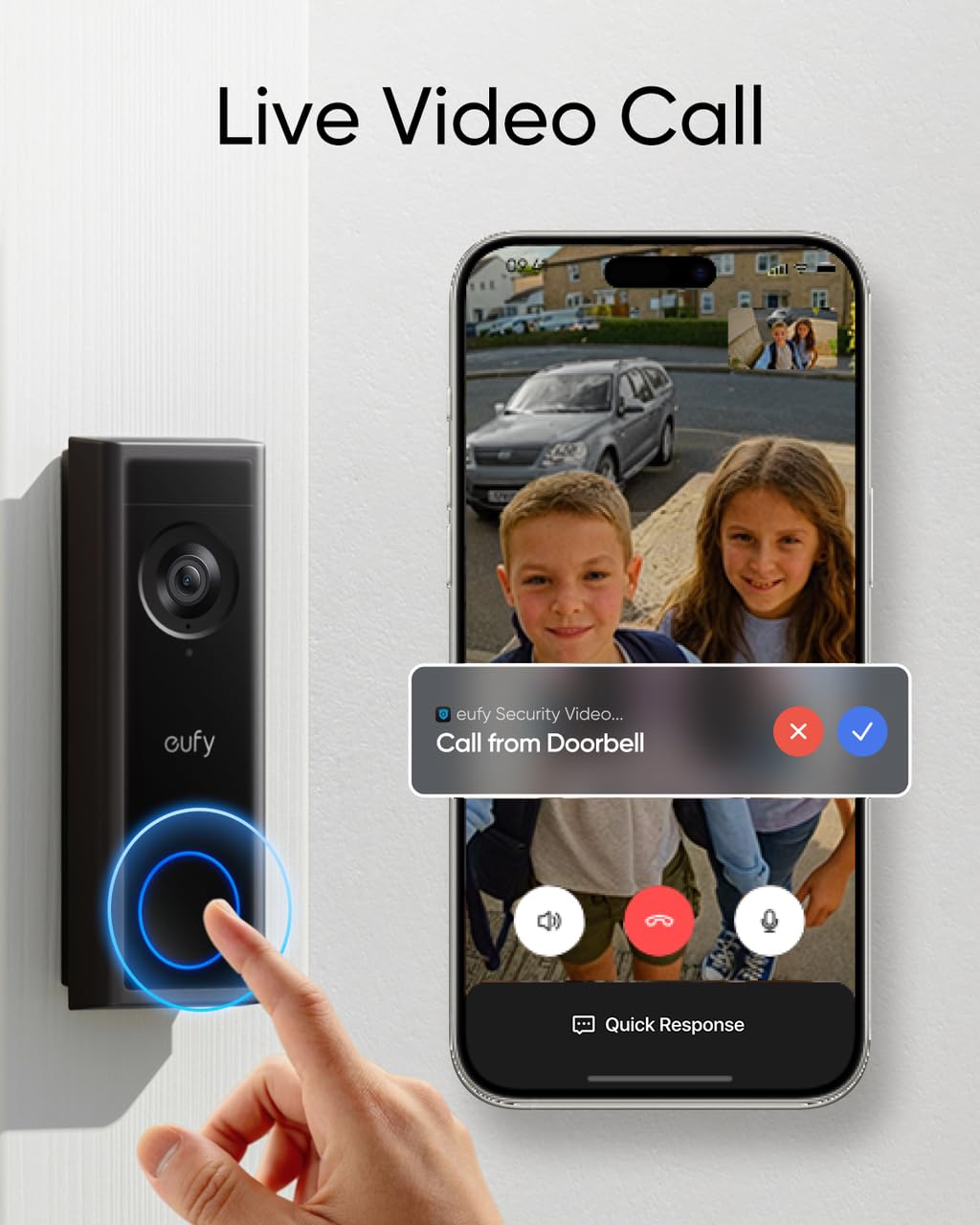eufy Security Video Doorbell Camera Wireless C31 with Chime, 2K FHD, Dual Power Options, Live Video Call, Easy Installation, Quick-Release Battery, 24/7 Recording, No Monthly Fee