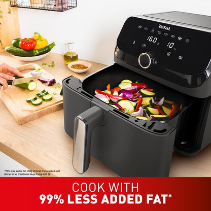 Tefal Easy Fry Mega Air Fryer, 7.5L Capacity (Serves Up to 8), 8 Preset Cooking Programs, Compact Design, Energy-Efficient, Dishwasher-Safe Basket, Coal Grey - EY855HG0