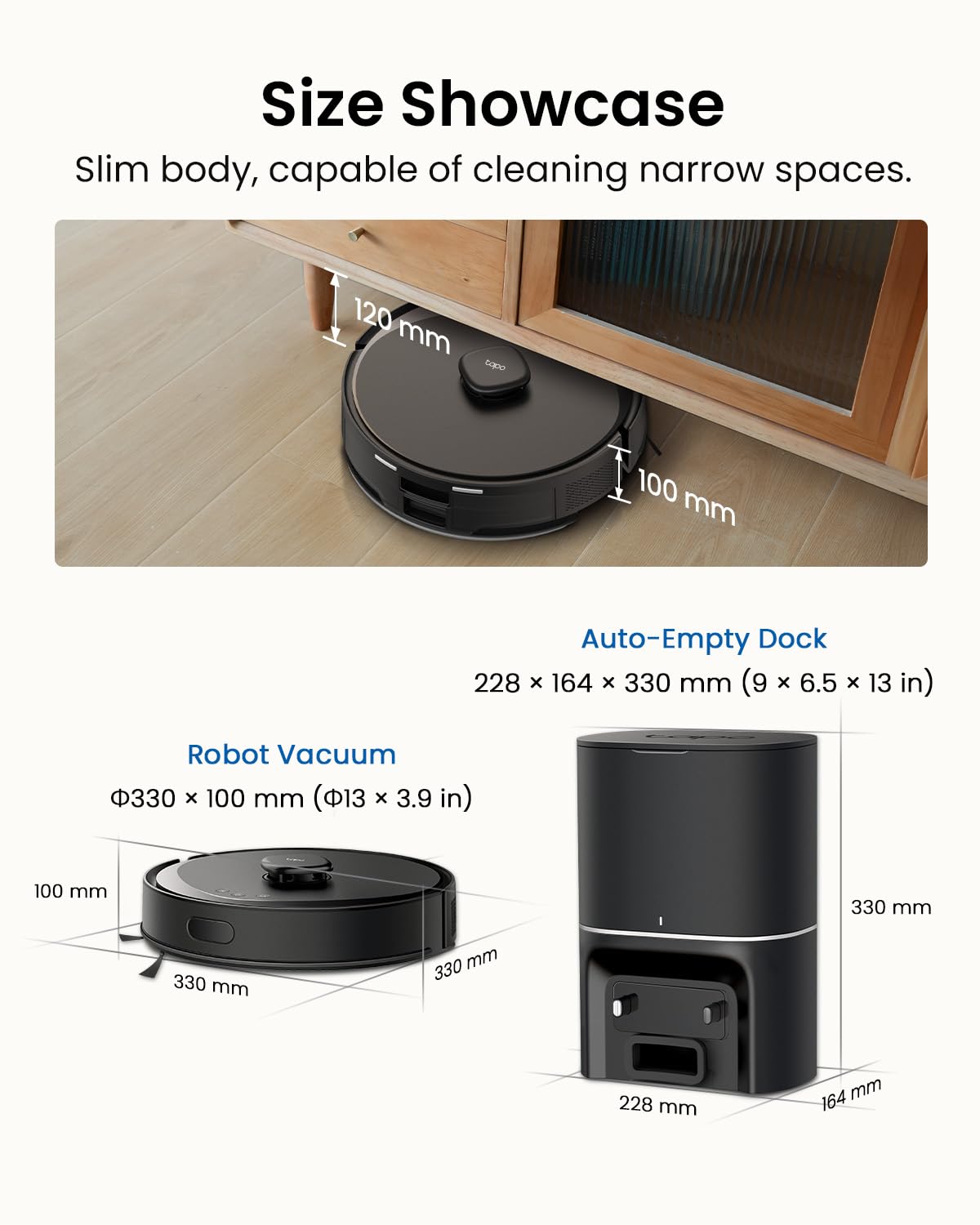 Tapo RV30 Max Plus 5300Pa Robot Vacuum Cleaner with Mop, LiDAR+IMU Dual Navigation, 5300Pa Hyper Suction, Auto-Empty, Robot Hoover, Auto-Charging Robotic Vacuums, Alexa & Google