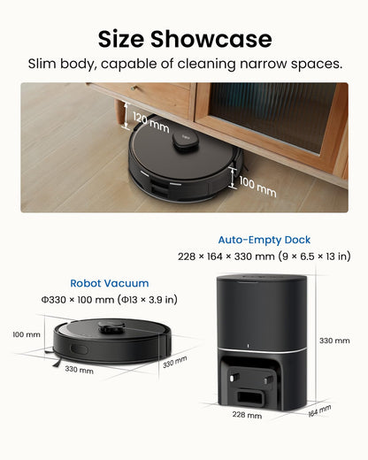 Tapo RV30 Max Plus 5300Pa Robot Vacuum Cleaner with Mop, LiDAR+IMU Dual Navigation, 5300Pa Hyper Suction, Auto-Empty, Robot Hoover, Auto-Charging Robotic Vacuums, Alexa & Google