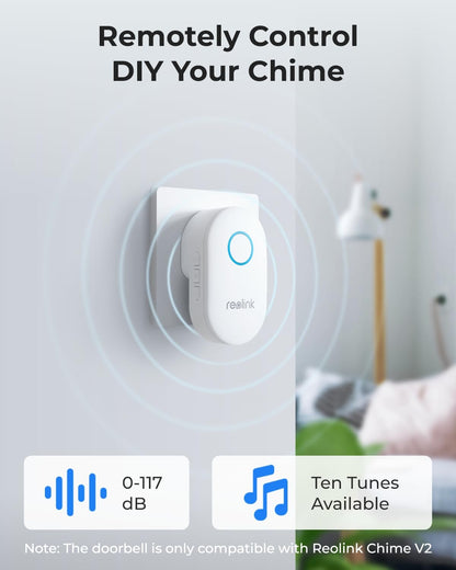 Reolink 2K Wi-Fi Doorbell Camera with Chime, 180° View, 2-Way Audio, Person/Package Detection, Waterproof, Smart Alerts, Hub Compatible, Wired Power Supply