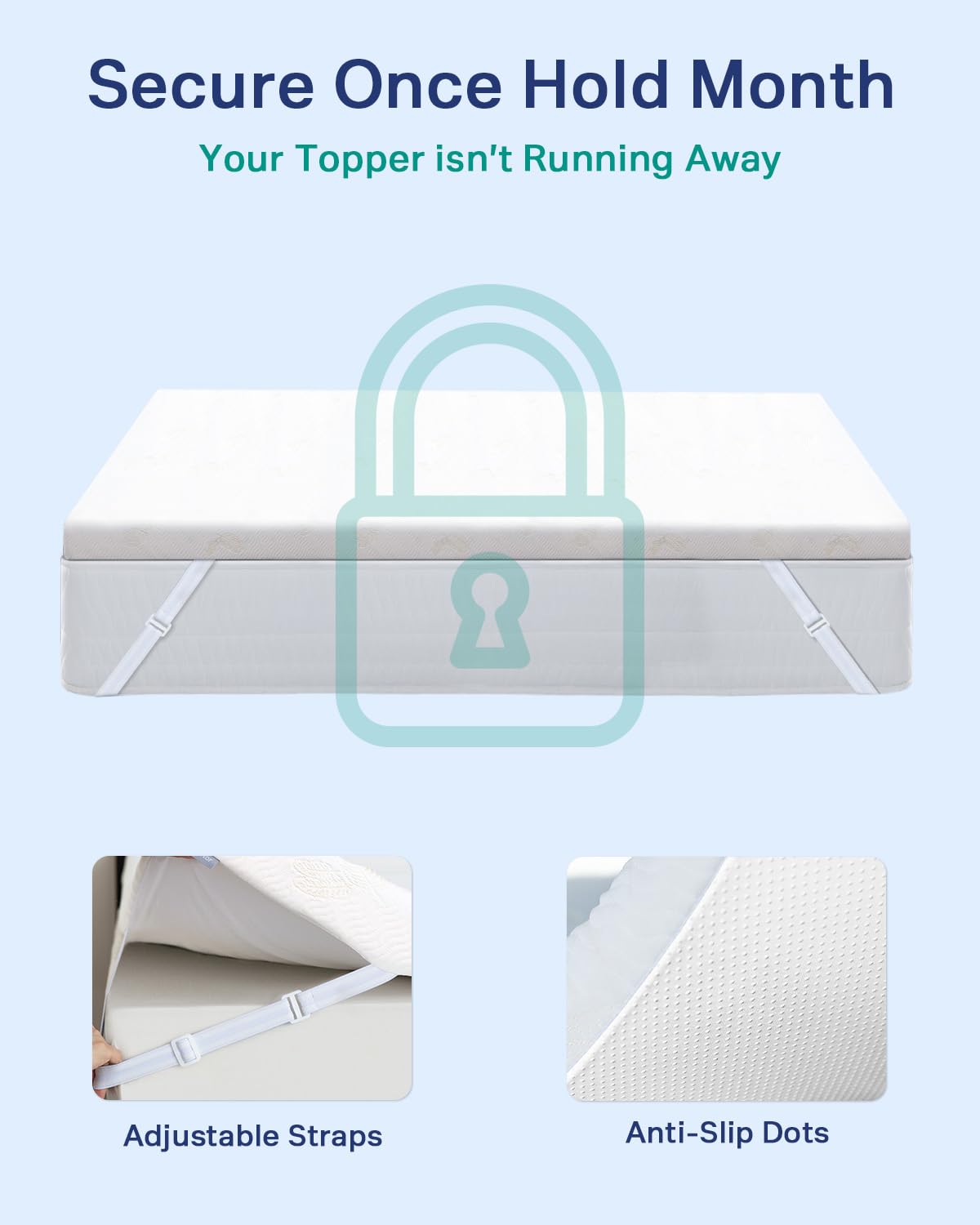 NewentorLife Mattress Topper for Back Pressure Relief Kingsize Bed, 7cm Mattress Topper Kingsize, Breathable Washable Cover, Adjustable Straps, OEKO-TEX Certified, 100 Nights Trial