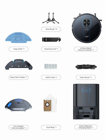 Laresar Clean Self-Emptying Robot Vacuum Cleaner with Mop 10,000Pa, LiDAR Navigation, 180 Mins Runtime, Up to 60 Days of Hands-Free Cleaning Robotic Vacuums for Pet Hair, Carpet, All Floors, L6 Nex