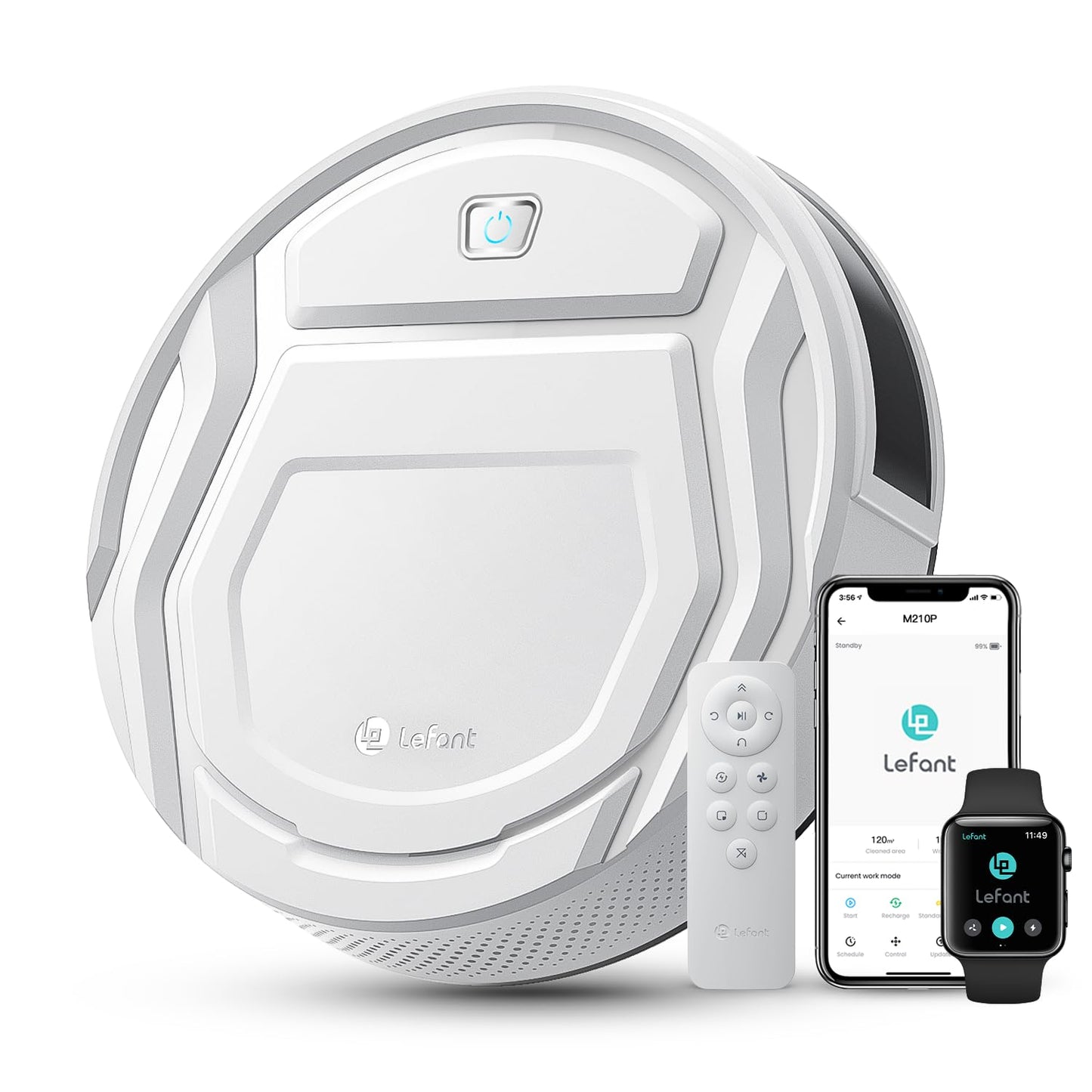 Lefant M210 Robot Vacuum Cleaner, 2200Pa Strong Suction, 7.8cm Thin 28cm DIA, Automatic Self-Charging Small Robotic Vacuum, Wi-Fi/App/Alexa Remote Control