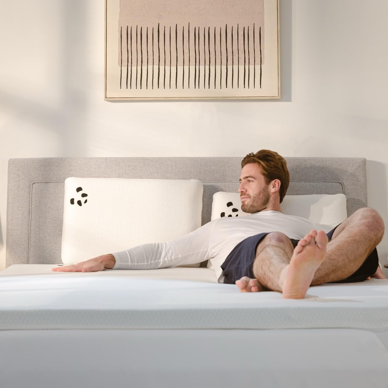 Panda Gel Infused Memory Foam Bamboo Mattress Topper - UK Double | 5cm Thick | Medium Firm Softness | Orthopaedic Neck, Spine, Hip Support | Adjustable Straps | Temperature Control | Long Lasting