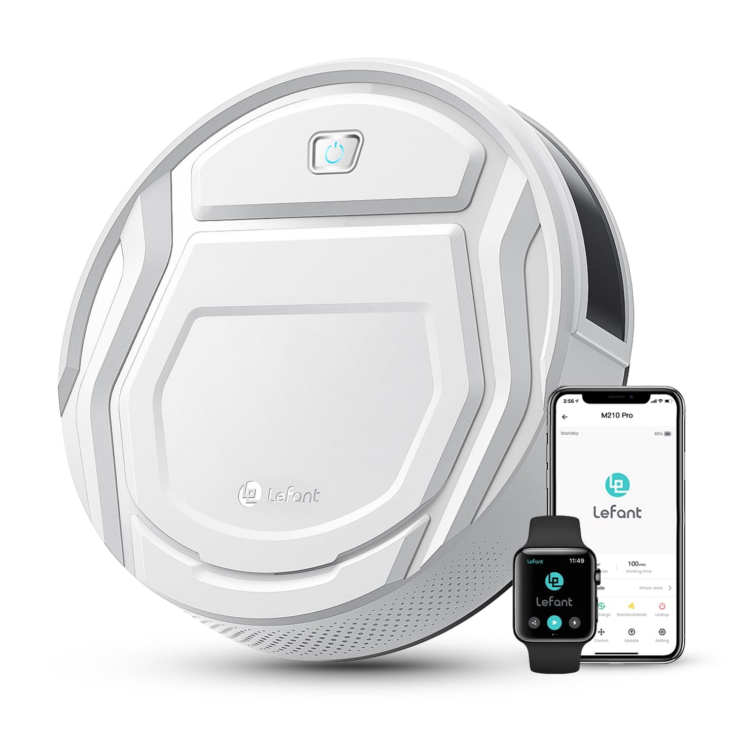 Lefant M210 Robot Vacuum Cleaner, 2200Pa Strong Suction, 7.8cm Thin 28cm DIA, Automatic Self-Charging Small Robotic Vacuums, Wi-Fi/App/Alexa Control, Ideal for Pet Hair Hard Floor and Carpet