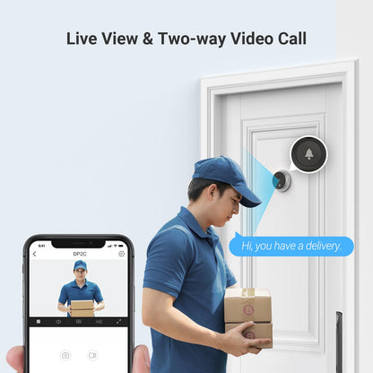 EZVIZ WiFi Doorbell with 4600 mAh Battery, 4.3 Inch Colour Screen, 155° Wide Angle and PIR Sensor, 2MP Door Viewer Camera with Wireless Monitor, Two-Way Audio and Live View Available, DP2C