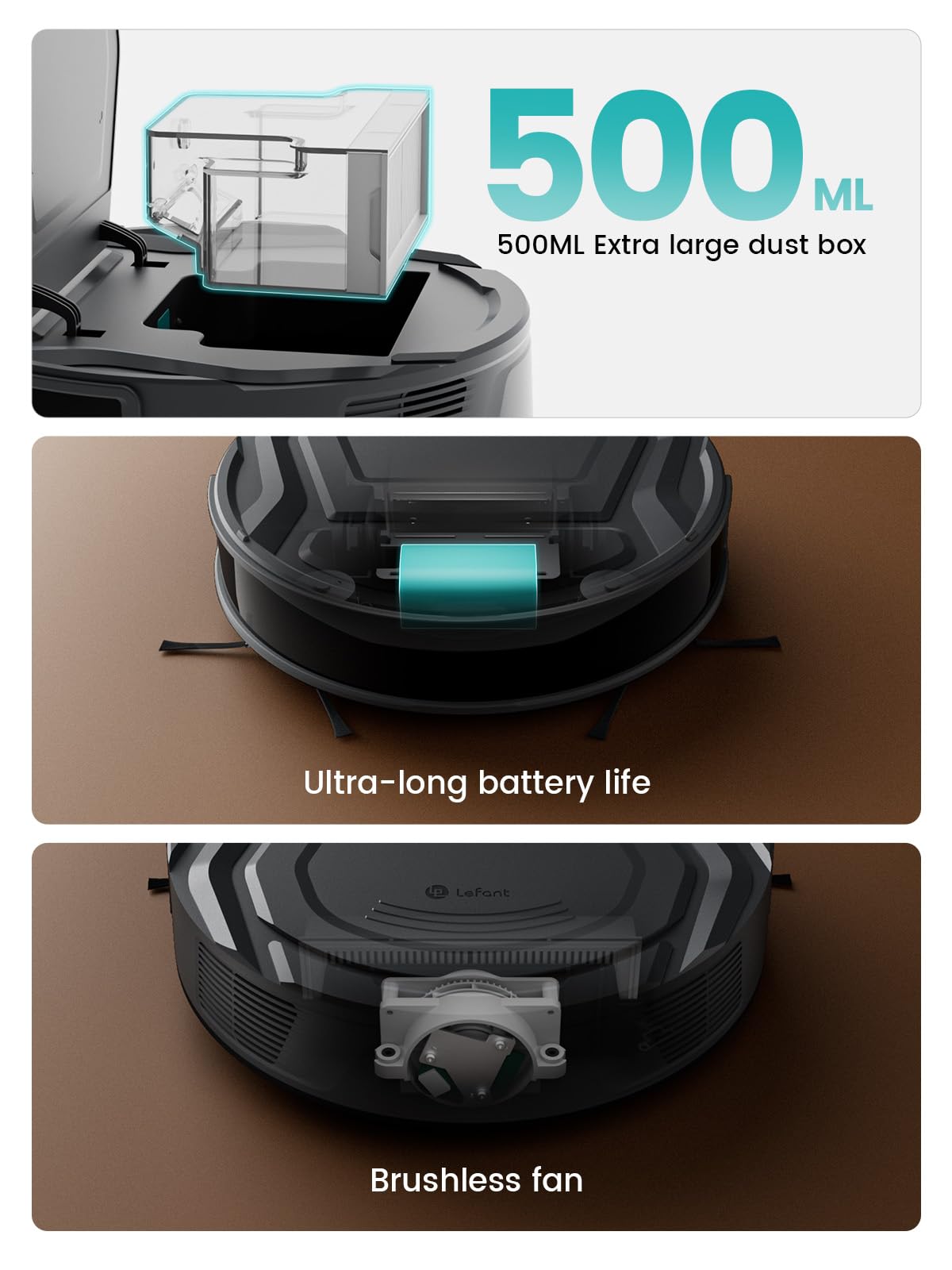 Lefant M210P Robot Vacuum Cleaner Black - PreciSense Obstacle Avoidance, 2200Pa, Small Robot 7.8cm Thin 28cm DIA, 140 Mins Runtime, Self-Charging, for Pet Hair/Hard Floors