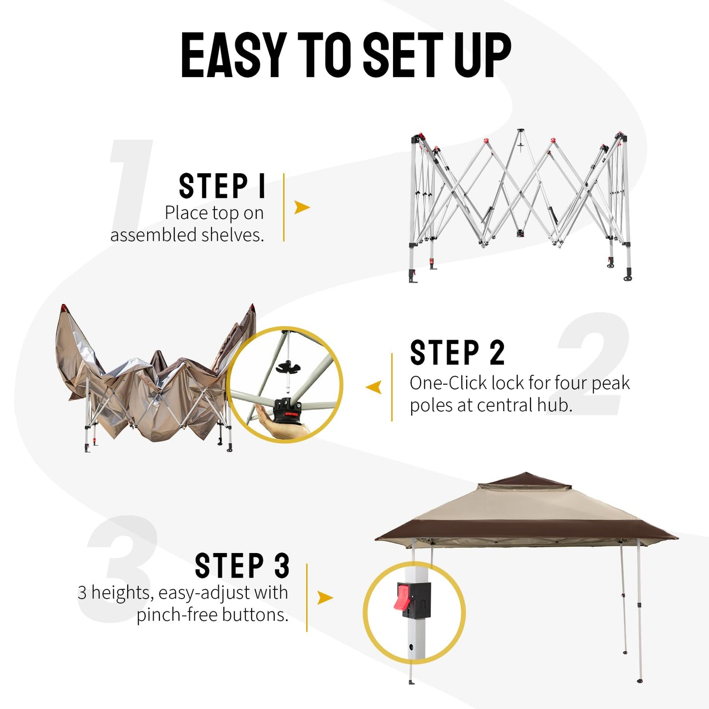 CROWN SHADES 4m x 4m Pop Up Gazebo, Double Roof Pop Up Party Tent Canopy with Zipped Mesh Sides, Height-Adjustable Garden Shelter for Patio & Outdoor Events, Includes Carry Bag