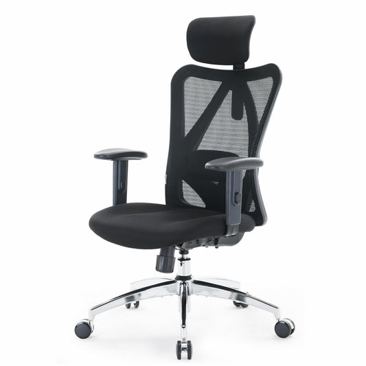 SIHOO Office Desk Chair, Ergonomic Computer Office Chair with Adjustable Headrest and Lumbar Support,High Back Executive Swivel Chair (Black)