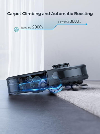Laresar Clean Self-Emptying Robot Vacuum Cleaner with Mop 10,000Pa, LiDAR Navigation, 180 Mins Runtime, Up to 60 Days of Hands-Free Cleaning Robotic Vacuums for Pet Hair, Carpet, All Floors, L6 Nex