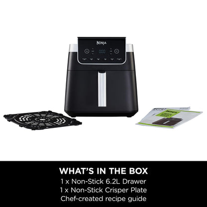 Ninja Air Fryer MAX PRO, 6.2L, Uses No Oil, Large Square Single Drawer, Roast, Bake, Air Fry, Family Size, Digital, Cook From Frozen, Non-Stick, Dishwasher Safe Basket & Crisper Plate, Grey, AF180UK