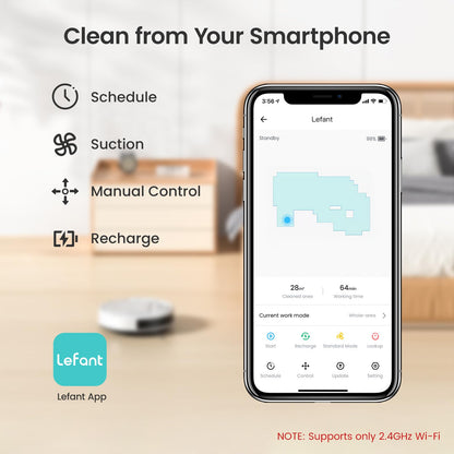 Lefant M210 Robot Vacuum Cleaner, 2200Pa Strong Suction, 7.8cm Thin 28cm DIA, Automatic Self-Charging Small Robotic Vacuum, Wi-Fi/App/Alexa Remote Control
