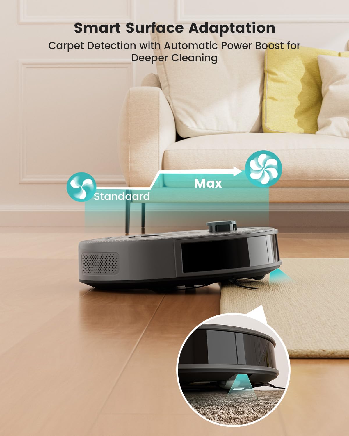 Lefant M330 Pro Robot Vacuum Cleaner with Mop, 5000Pa Suction, dToF Laser Navigation | 190° Obstacle Detection, WiFi 2.4G/5G & App/Alexa Control,150 Mins Runtime, Grey