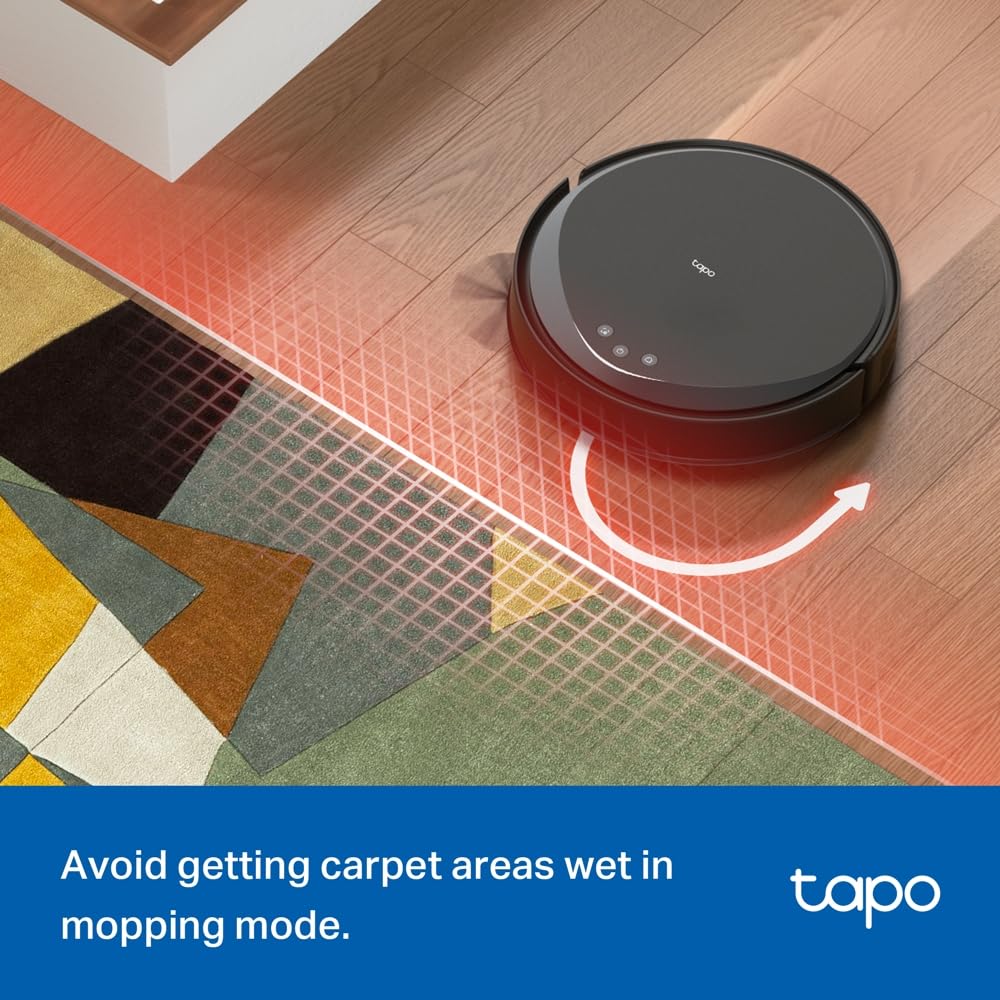 Tapo RV20 Max Plus 5300Pa Suction Robot Vacuum Cleaner with Mop, Ultra-Slim Design, Faster Mapping With MagSlim & LiDAR Navigation Robot Vacuum, Auto-Empty Dock, Voice/Remote Control Robotic Vacuums