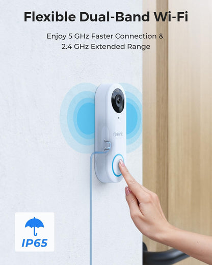 Reolink 2K Wi-Fi Doorbell Camera with Chime, 180° View, 2-Way Audio, Person/Package Detection, Waterproof, Smart Alerts, Hub Compatible, Wired Power Supply