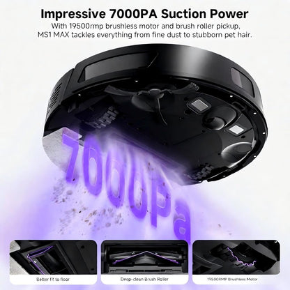 MONSGA Robot Vacuum with Mop, 7000Pa Powerful Suction, Lidar Navigation Robotic Vacuum with 3.5L Self-Empty Station, 180mins Runtime, APP/Remote/Voice Control, for Hard Floors and Carpets (MS1MAX)