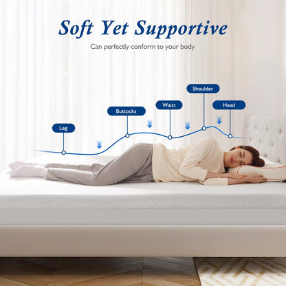 DOPEDIO Memory Foam Mattress Topper king Bed,OEKO-TEX Certified,Breathable & Anti-Slip Design,Machine Washable Zipped Bamboo Cover(150x200x8cm)