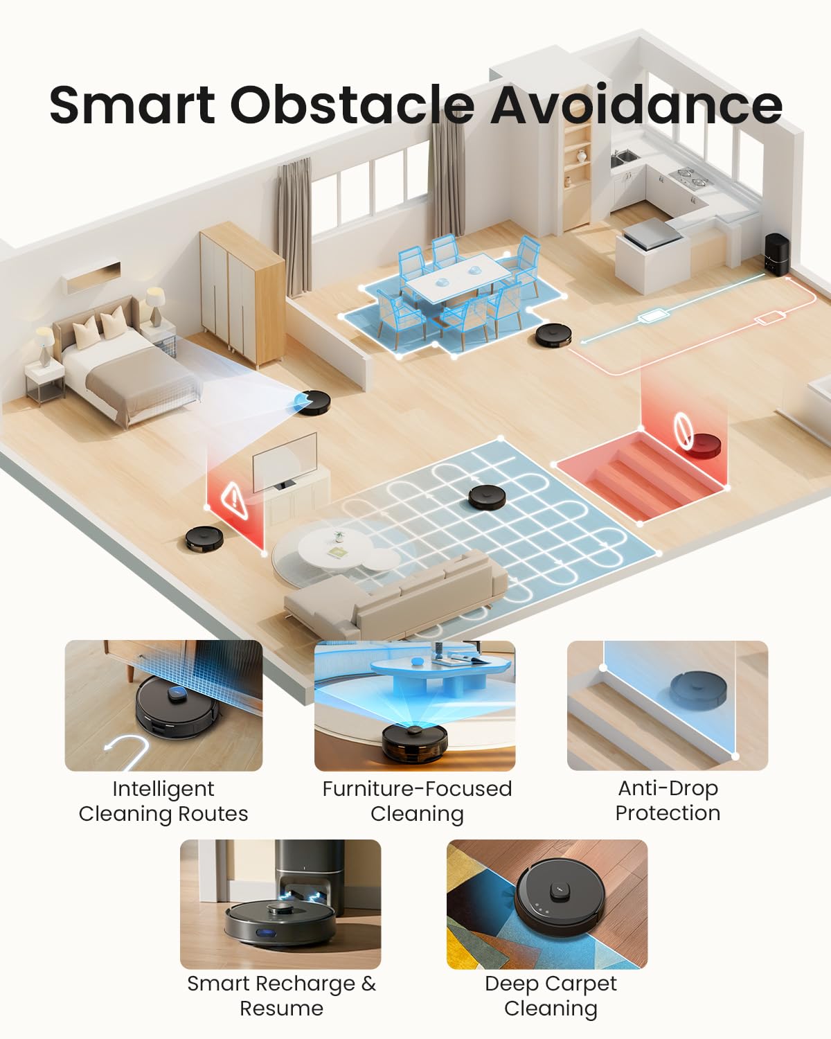 Tapo RV30 Max Plus 5300Pa Robot Vacuum Cleaner with Mop, LiDAR+IMU Dual Navigation, 5300Pa Hyper Suction, Auto-Empty, Robot Hoover, Auto-Charging Robotic Vacuums, Alexa & Google