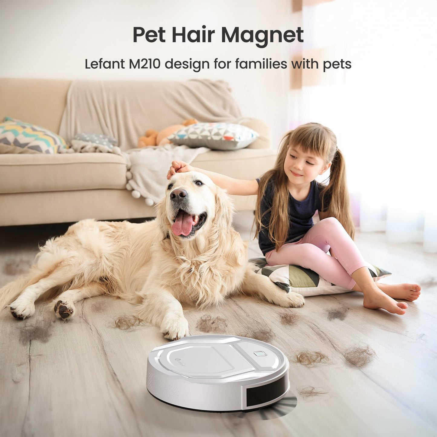 Lefant M210 Robot Vacuum Cleaner, 2200Pa Strong Suction, 7.8cm Thin 28cm DIA, Automatic Self-Charging Small Robotic Vacuum, Wi-Fi/App/Alexa Remote Control