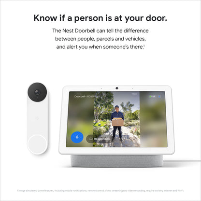 Google GWX3T Nest Doorbell (Battery) - Wireless 960p Video Doorbell - Smart WiFi Motion Only Doorbell Camera, Snow, 1 Count (Pack of 1)