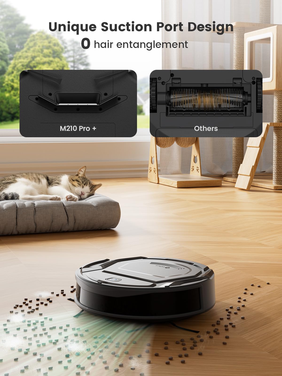 Lefant M210P Robot Vacuum Cleaner Black - PreciSense Obstacle Avoidance, 2200Pa, Small Robot 7.8cm Thin 28cm DIA, 140 Mins Runtime, Self-Charging, for Pet Hair/Hard Floors
