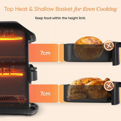 Cosori Double Stack Air Fryer Turbo Tower Compact 8.6L, 39% Space-Saving Airfryer, Ceramic PFAS-Free,TurboBlaze Dual DC Motors for Even & Faster Cooking, Perfect for Family Meals