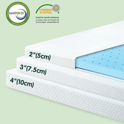 CHUN YI 3 inch Thick Double Memory Foam Mattress Topper With Anti-Slip Ventilated Hypoallergic Bamboo Cover, Soft Flexible Memory Foam Design For Pressure Relieving(7.5cm,135x190cm),White