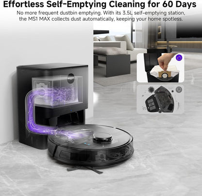 MONSGA Robot Vacuum with Mop, 7000Pa Powerful Suction, Lidar Navigation Robotic Vacuum with 3.5L Self-Empty Station, 180mins Runtime, APP/Remote/Voice Control, for Hard Floors and Carpets (MS1MAX)