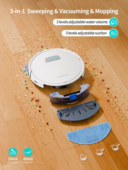 HONITURE Robot Vacuum Cleaner with Mop, G20 Robotic Vacuums with Mapping, 7000Pa Strong Suction, Carpet Booster, Wi-Fi/APP/Alexa/Remote, Ideal for Pet Hair, Hard Floor and Carpet, 7.6cm Thin