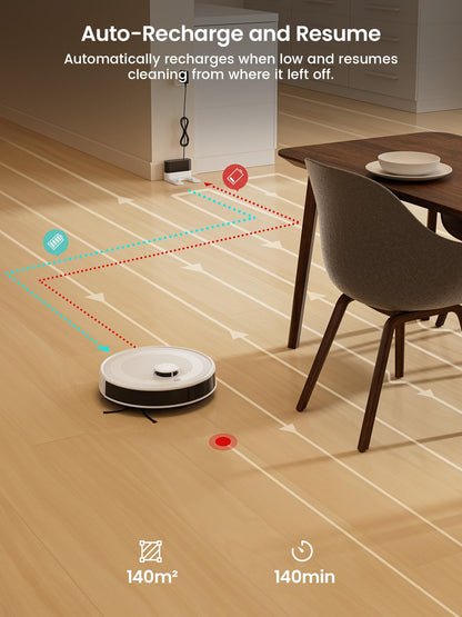 Lefant M2 Robot Vacuum Cleaner with Mop Room Mapping, 6000Pa, dToF Laser Navigation, 140 Minute, 2.4G/5G Wi-Fi/App/Alexa, Customizable Cleaning, Ideal for Carpets, Hard Floors and Many Furnished Homes