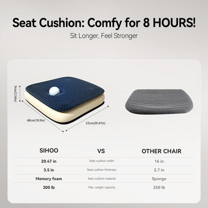 SIHOO M102C Ergonomic Mesh Office Chair, High Back desk chair with 3D Armrests, Up&Down Lumbar Support, Swivel Computer Task Chair, Black