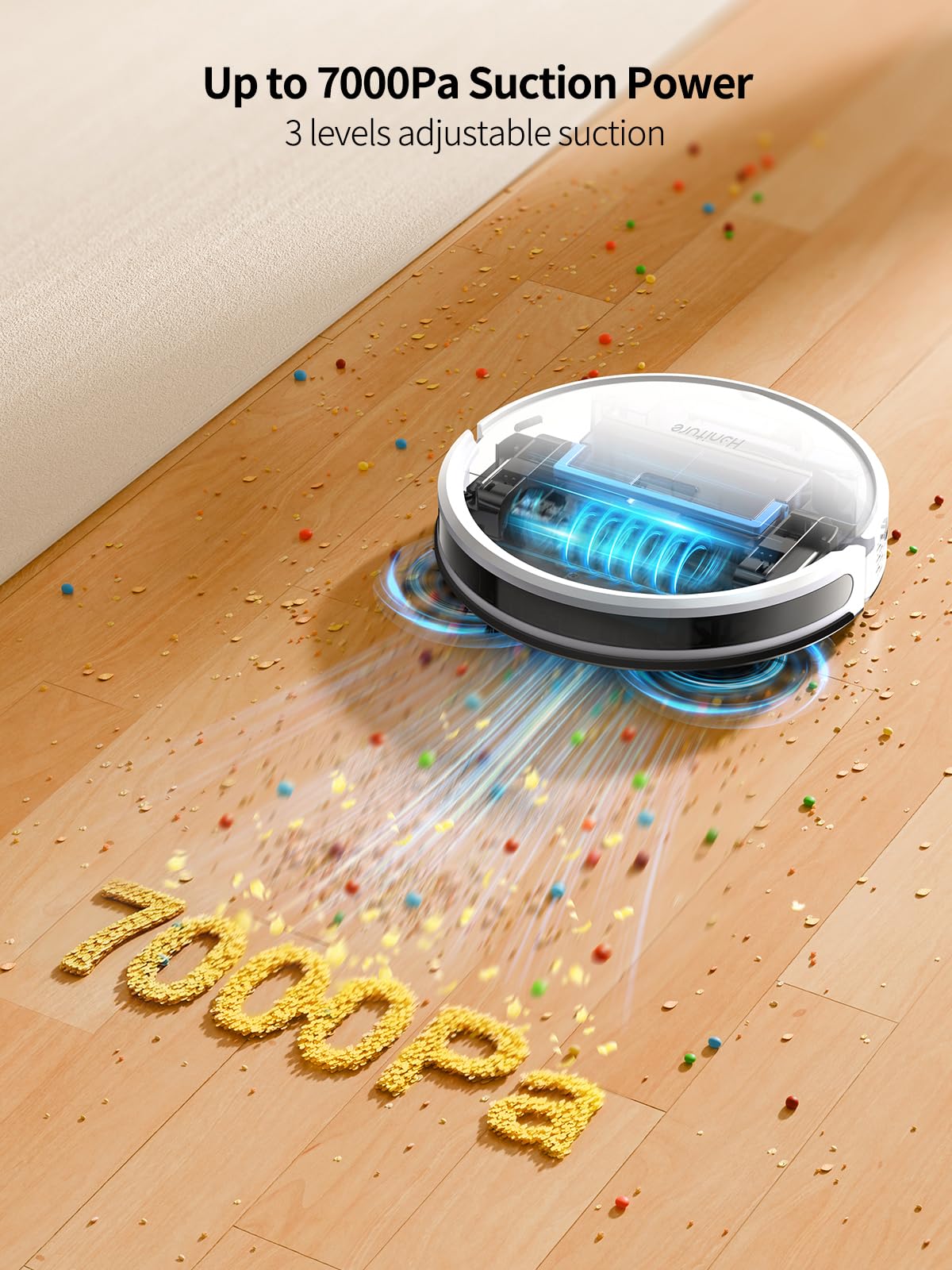 HONITURE Robot Vacuum Cleaner with Mop, G20 Robotic Vacuums with Mapping, 7000Pa Strong Suction, Carpet Booster, Wi-Fi/APP/Alexa/Remote, Ideal for Pet Hair, Hard Floor and Carpet, 7.6cm Thin