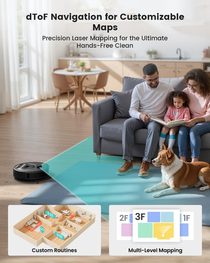 Lefant M330 Pro Robot Vacuum Cleaner with Mop, 5000Pa Suction, dToF Laser Navigation, 190° Obstacle Detection, WiFi 2.4G/5G, App/Alexa Voice Control, 150 Mins Runtime