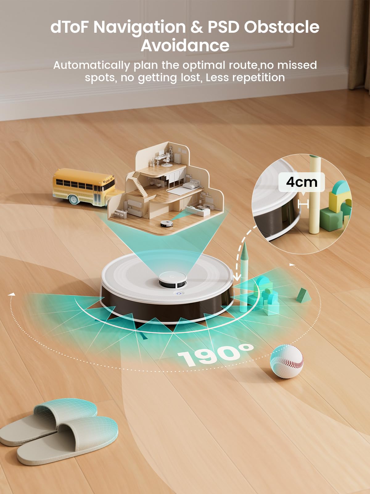 Lefant M2 Robot Vacuum Cleaner with Mop Room Mapping, 6000Pa, dToF Laser Navigation, 140 Minute, 2.4G/5G Wi-Fi/App/Alexa, Customizable Cleaning, Ideal for Carpets, Hard Floors and Many Furnished Homes