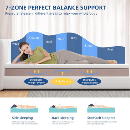Doubleslee 4 Inch Memory Foam Mattress Topper Double Bed, Gel-Infused Cooling Orthopedic Double Mattress Topper for Back Pain Relief, Washable Cover With Elastic Straps 135x190x10cm