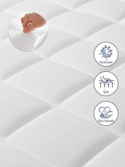 ELEMUSE Firm Mattress Topper Kingsize Bed for Back Pain Relief with Washable Cover, King Mattress Topper with OEKO-TEX & CertiPUR-US (King Size-150x200cm)