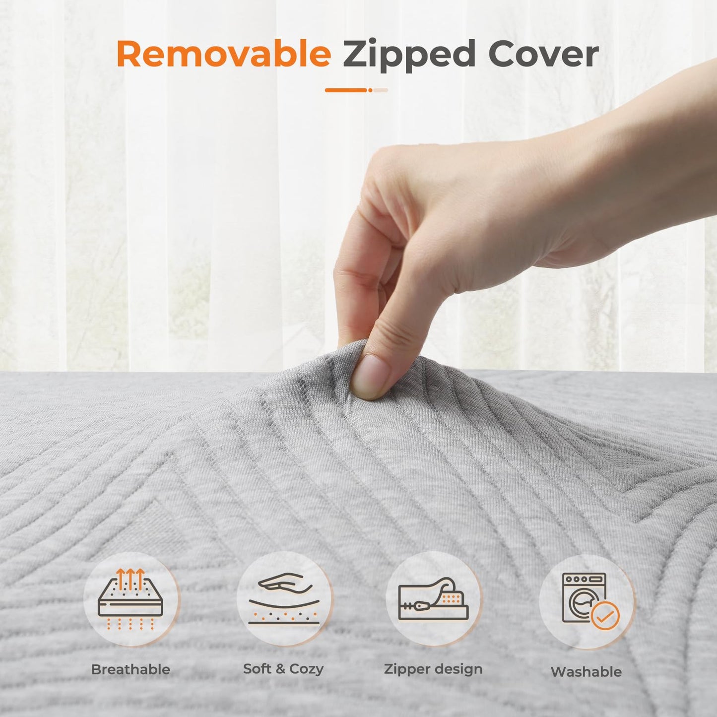 Vesgantti Mattress Topper for Double Bed, Gel Memory Foam Mattress Topper for Cool Sleep & Back Pain Relief, with Washable Cover & Corner Elastic Straps, CertiPUR-US Certified, 135x190x7.5cm