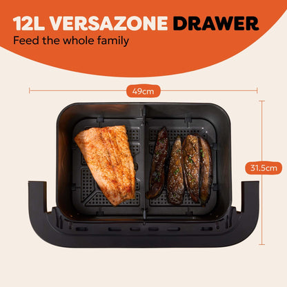 Instant Pot Vortex VersaZone 12L Air Fryer, PFAS Free, Large, Twin 6L Baskets, 8-in-1, Dehydrate, Grill, Bake, Roast, Reheat, Easy Clean, Dishwasher Safe, Black Pepper