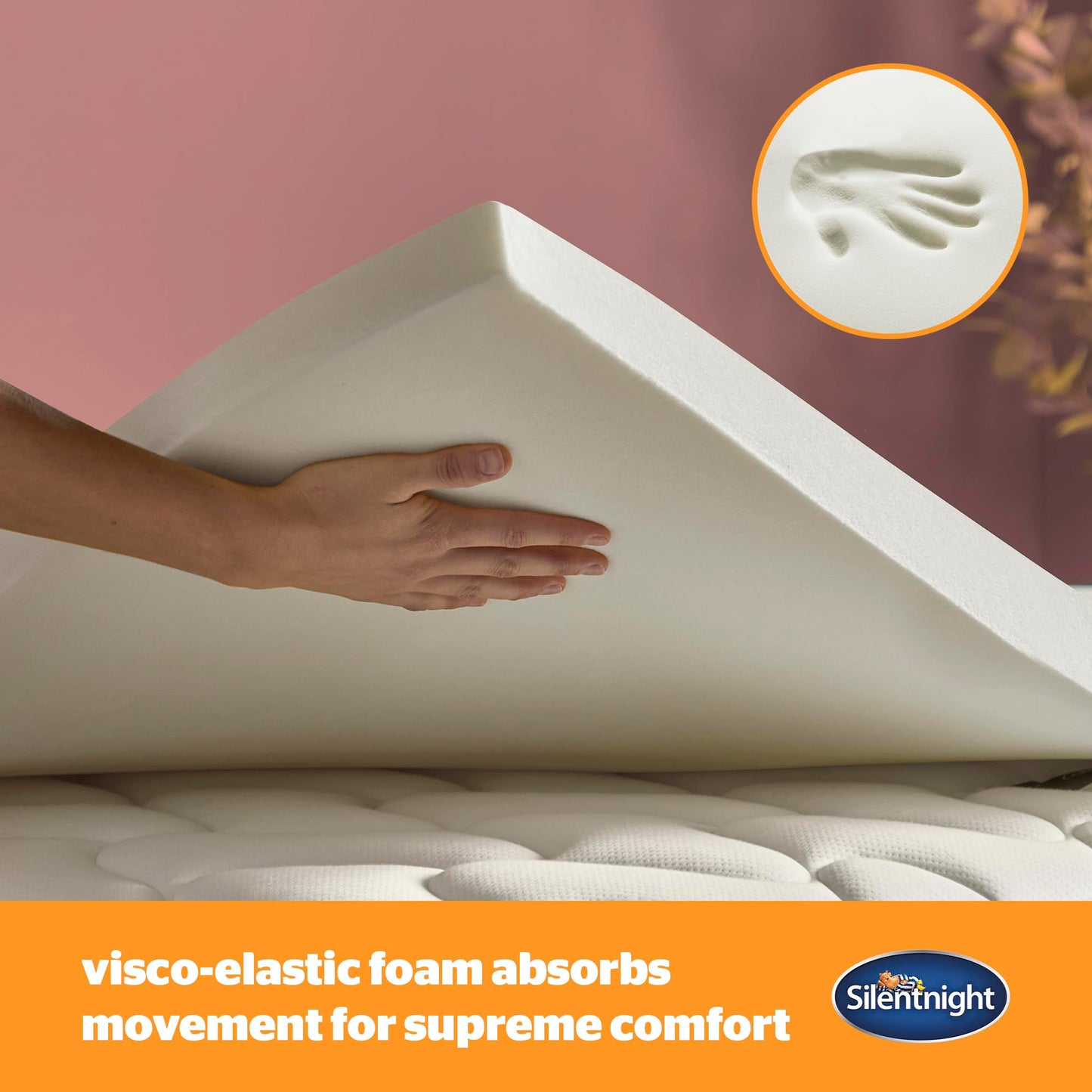 Silentnight Impress Memory Foam Mattress Topper - 7cm Deep Luxury Orthopaedic Pressure Relief Hypoallergenic Bed Topper for Back & Neck Pain - Elasticated Straps & Machine Washable Cover, Super King