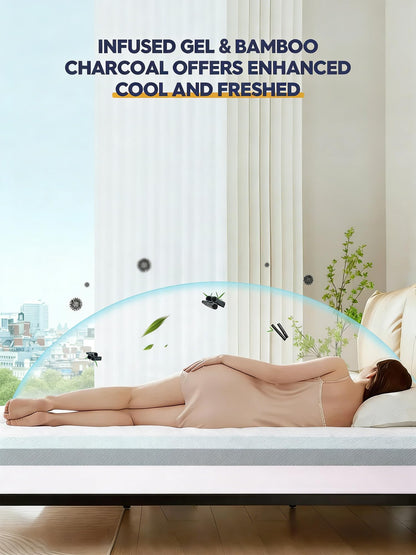 ELEMUSE Dual-layer Memory Foam Mattress Topper with Bamboo Pillow Top Cover for Back Pain Relief, with OEKO-TEX & CertiPUR-US (King 150x200cm,10cm)