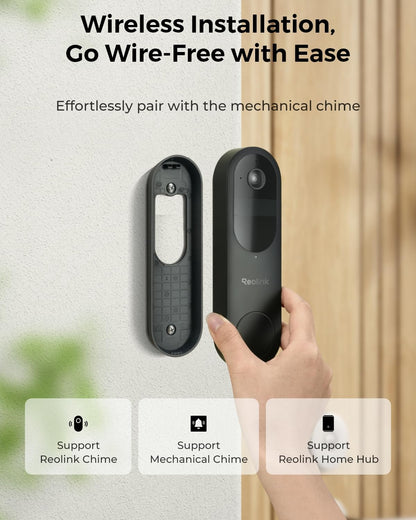 Reolink Doorbell Camera Wireless 2K 4MP with Smart Detection, Video Doorbell with Head-to-Toe View for Package Monitoring, 2.4/5GHz Wi-Fi, No Monthly Fee for Local Storage